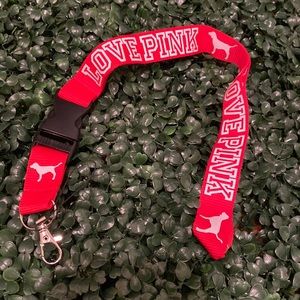 Love Pink Detachable Lanyard Red & White